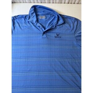 Under Armour Polo Shirt Mens Large Blue Striped Short Sleeve Valhalla Golf Club